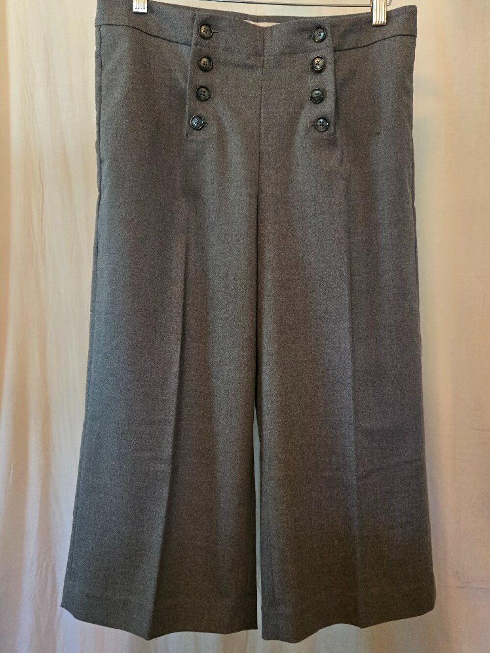 Banana Republic Heritage Sailor Pants Wide Leg Cropped Culottes Gray NWT Size 8